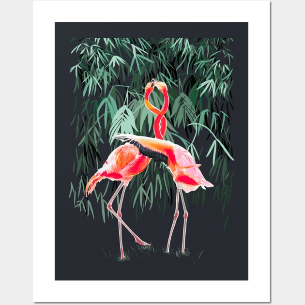 Flamingos couple Wall Art by Mimie20